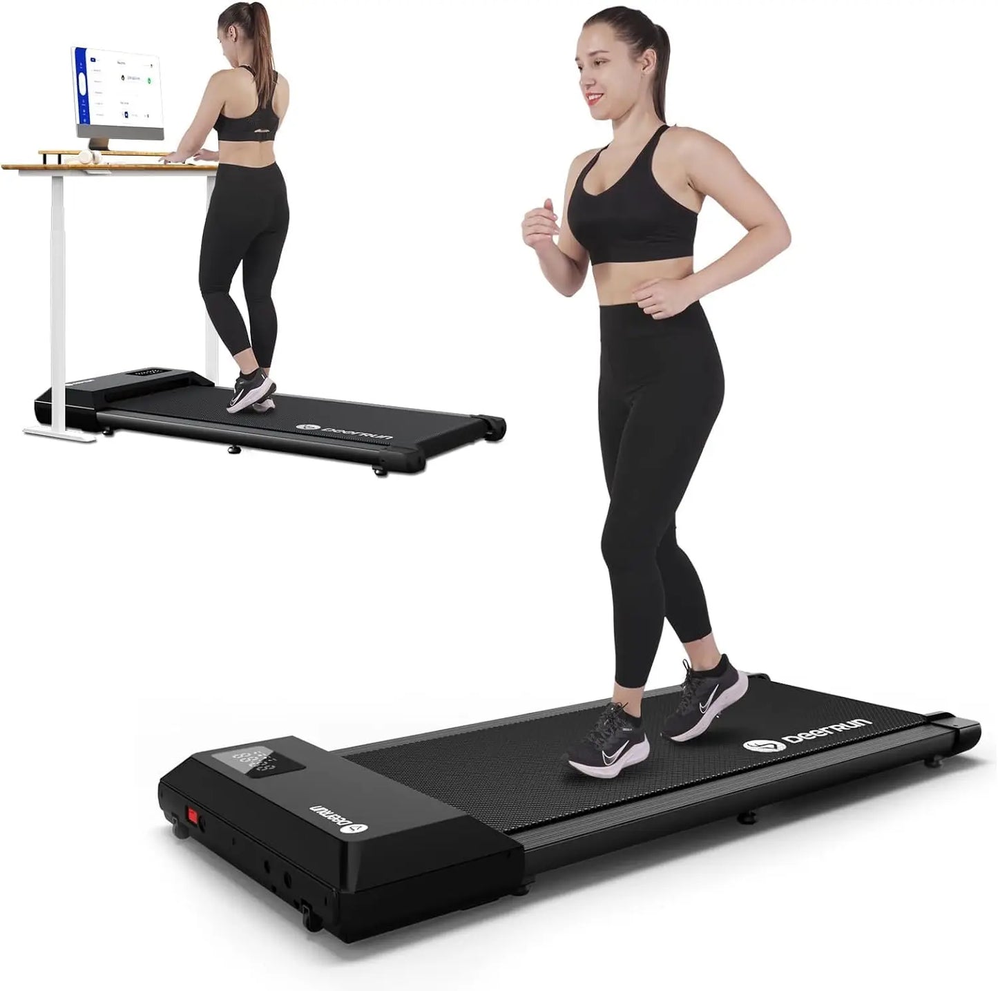 Walking Pad 2 in 1 under Desk Treadmill, 2.5HP Low Noise Walking Pad Running Jogging Machine with Remote Control for Home Office