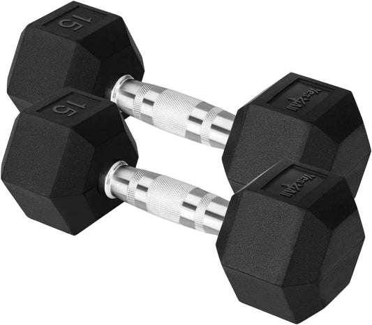 Yes4All Chrome/Rubber Hex Dumbbells