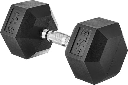 Hex Dumbbell - Rubber Encased Strength Training Hand Weights for Workout & Exercise