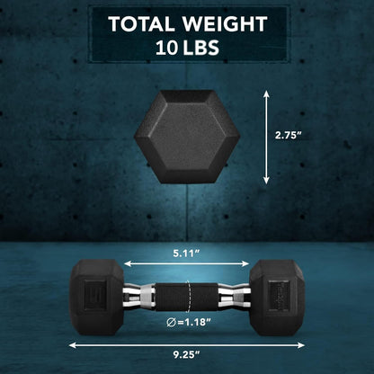 Yes4All Chrome/Rubber Hex Dumbbells