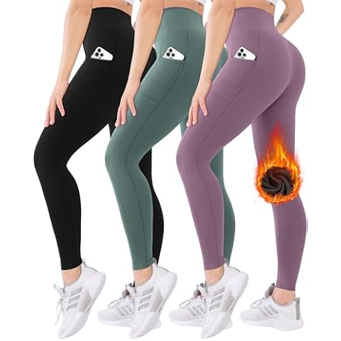 FULLSOFT 4-Pack Fleece Lined Leggings with Pockets