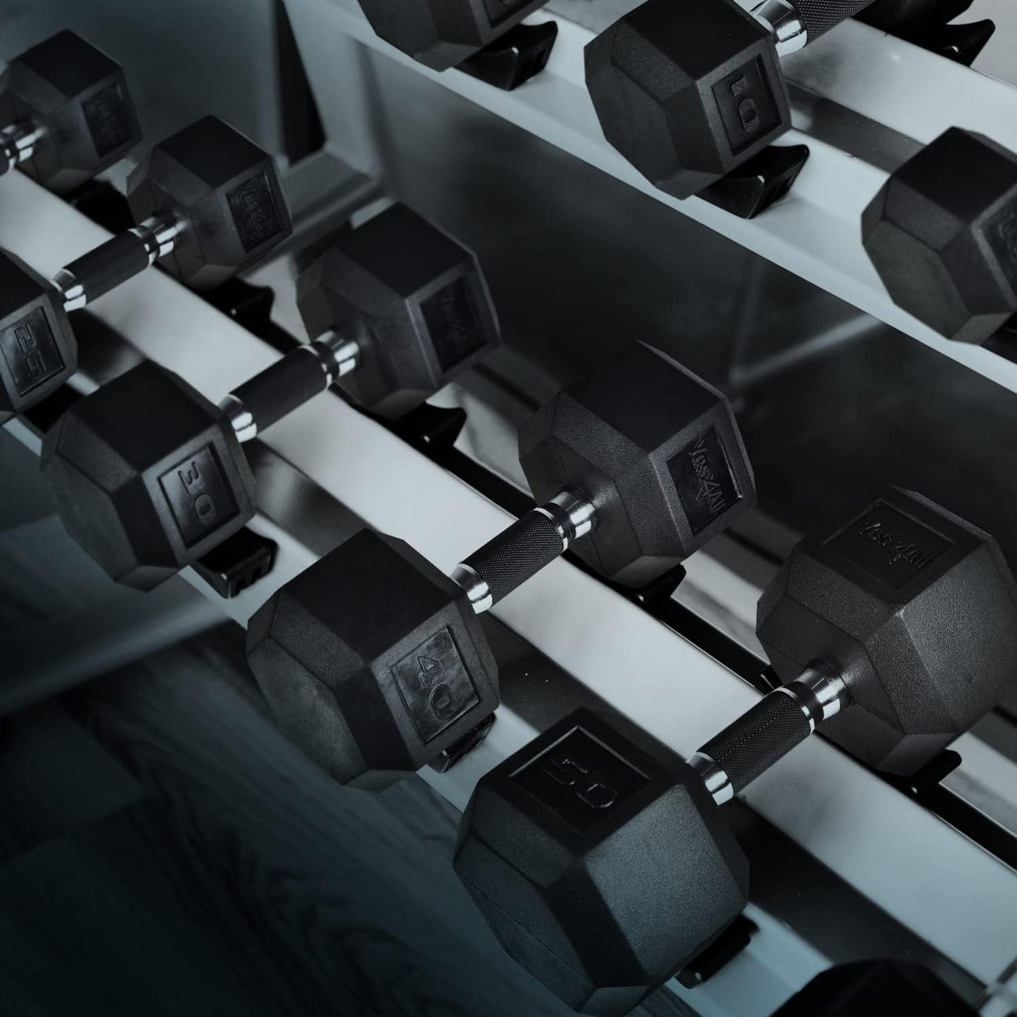 Yes4All Chrome/Rubber Hex Dumbbells