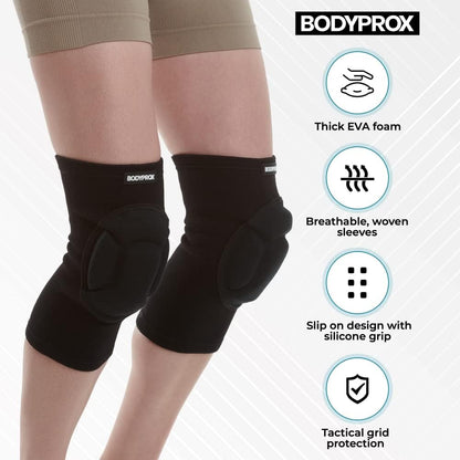 Bodyprox Protective Knee Pads – Anti-Slip Knee Sleeves with Thick Sponge Cushioning