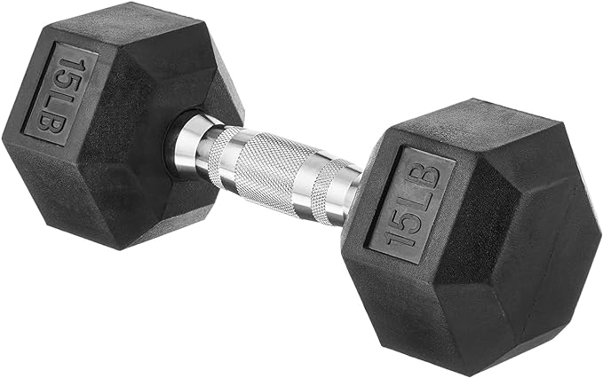 Hex Dumbbell - Rubber Encased Strength Training Hand Weights for Workout & Exercise