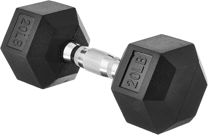 Hex Dumbbell - Rubber Encased Strength Training Hand Weights for Workout & Exercise