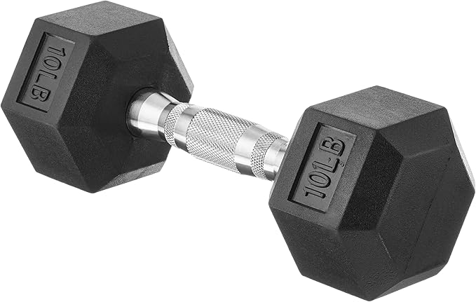 Hex Dumbbell - Rubber Encased Strength Training Hand Weights for Workout & Exercise