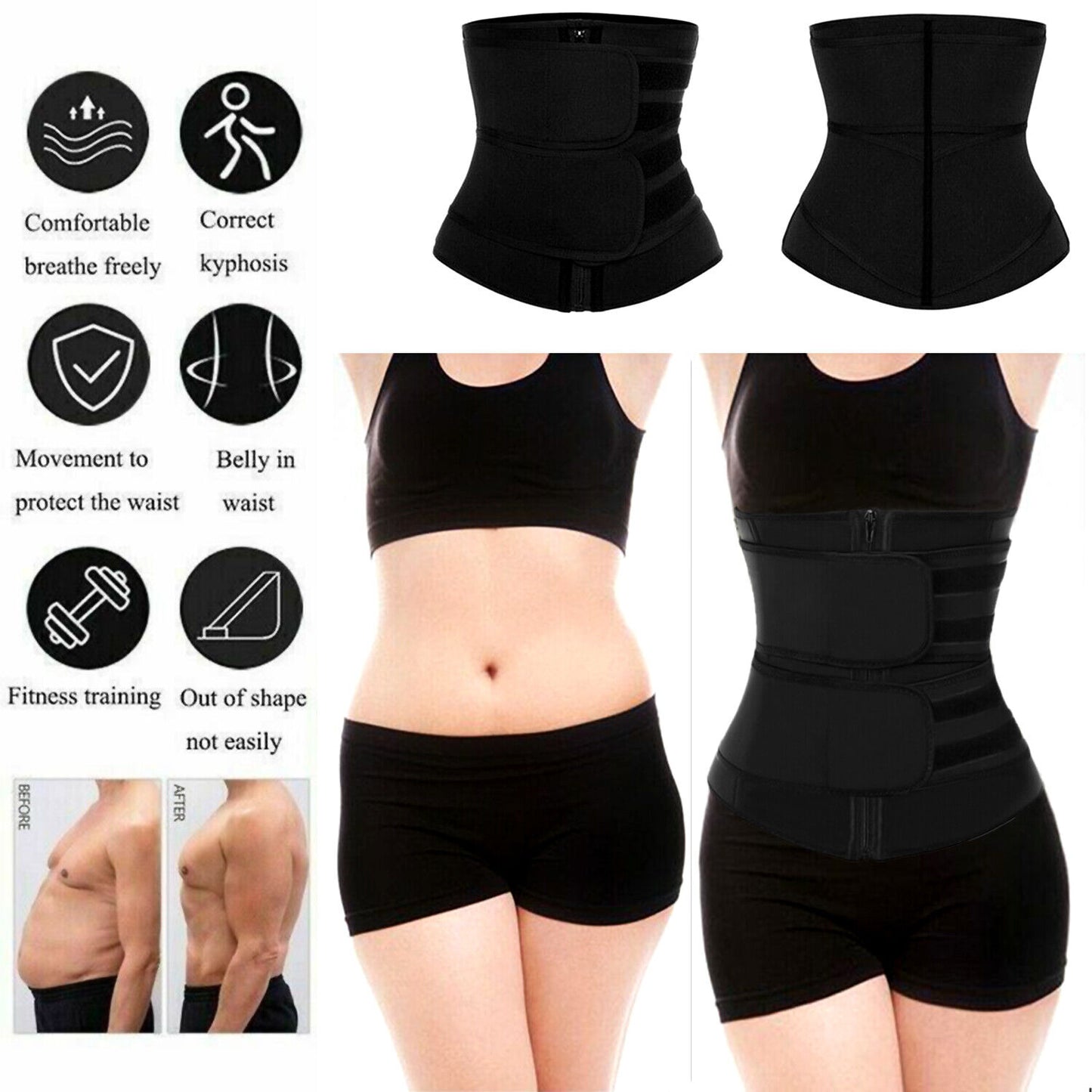 Women’s Waist Trainer Neoprene Belt – Sauna Sweat Body Shaper